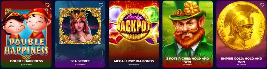 Bibliotheek met tafelspellen, slots en live casino