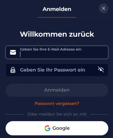 Inloggedeelte – toegang tot spelersaccount